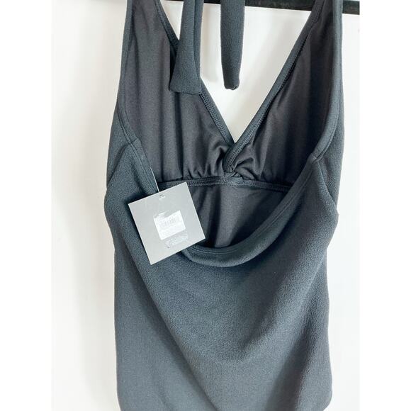 Ellen Tracy Womens One Piece Bathing Suit Swimsuit Black Halter Tie Neck - Picture 3 of 5